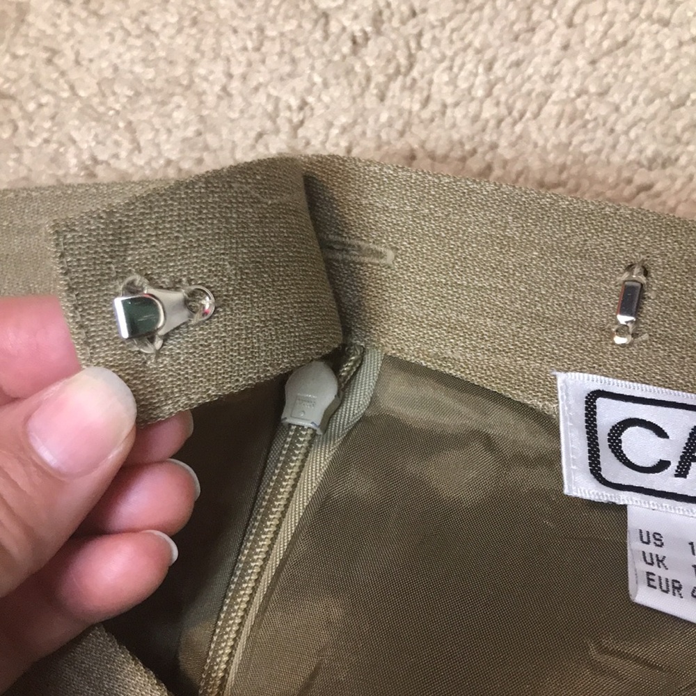 VTG Carlisle Women’s Wool Light Olive Green Maxi Pencil Skirt - Picture 5 of 6